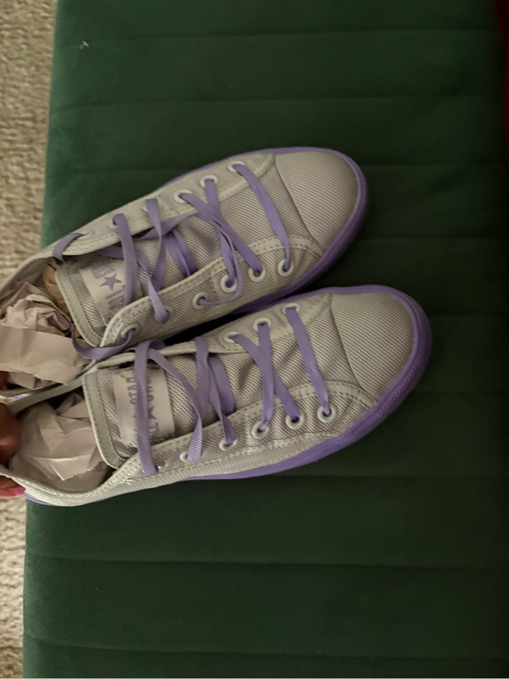 Converse Low Top Sneakers in Light Gray and Lavender